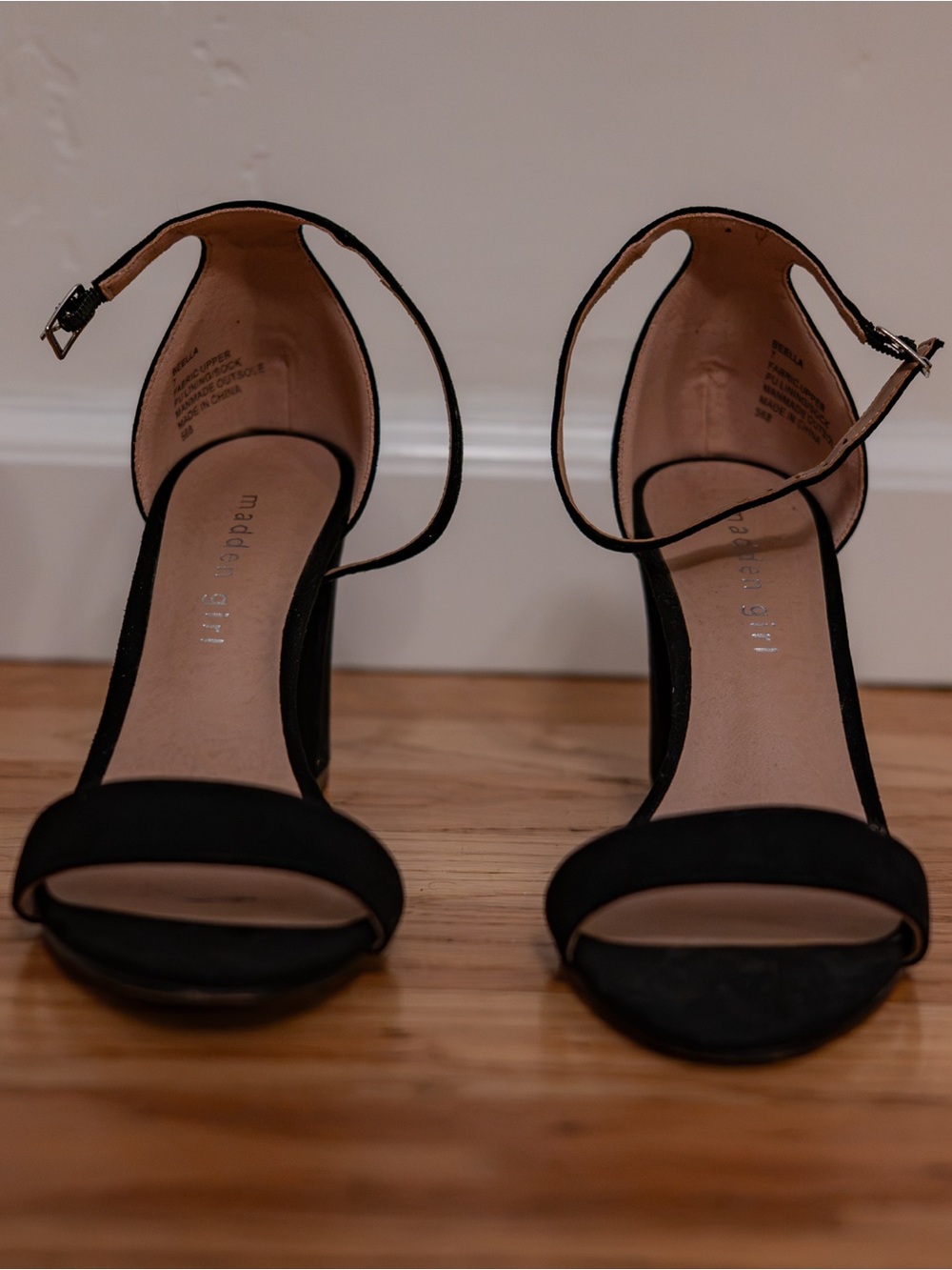 Madden Girl Black Open-Toe Ankle-Strap Heels
